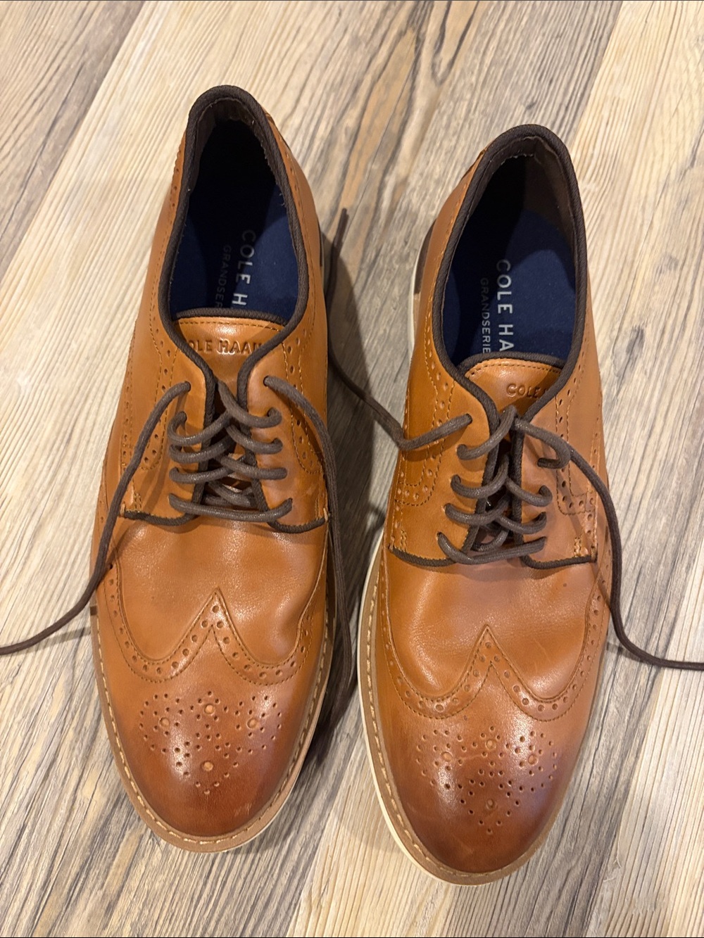Cole Haan Men’s Brown Leather Wingtip Derby Oxfords